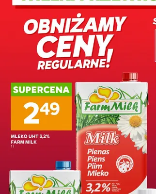 Mleko UHT 3,2% Farm Milk promocja w Stokrotka