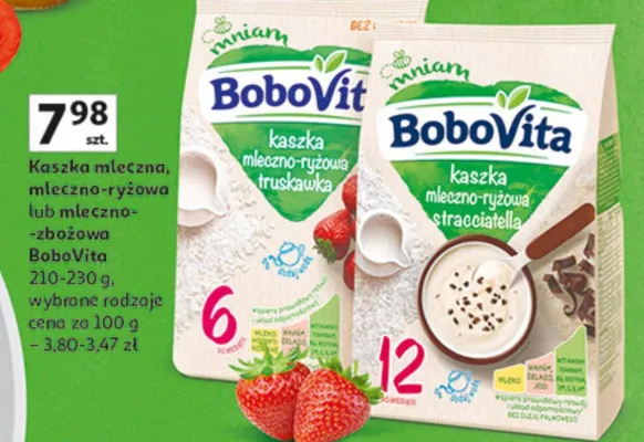 Kaszka mleczna, mleczno-ryżowa lub mleczno-zbożowa BoboVita promocja w Auchan