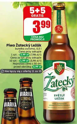 Piwo Żatecky Leżák butelka zwrotna promocja w Dino