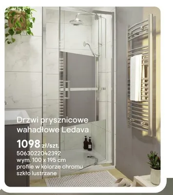 Drzwi prysznicowe wahadłowe Ledava promocja w Castorama