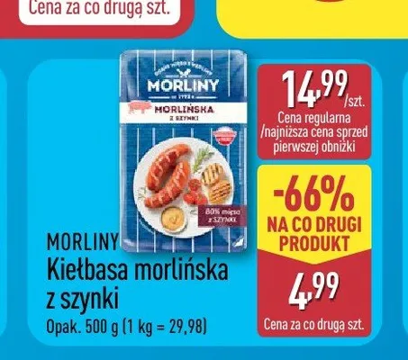 Kiełbasa morlińska z szynki Morliny promocja w Aldi