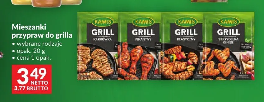 Mieszanki przypraw do grilla Kamis wybrane rodzaje promocja w Makro