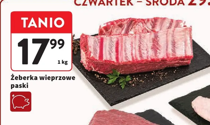 Żeberka wieprzowe paski promocja w Intermarche