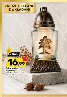Znicz szklany z aplikacją promocja w Bricomarche