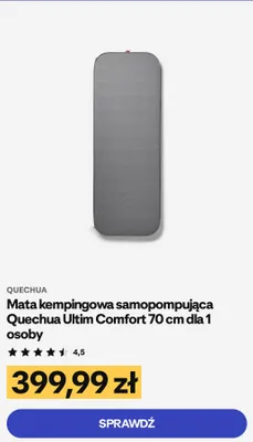 Mata kempingowa samopompująca Quechua Ultim Comfort promocja w Decathlon
