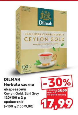Herbata czarna ekspresowa Earl Grey Dilmah promocja w Kaufland