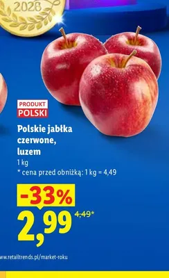 Jabłka czerwone polskie promocja w Lidl