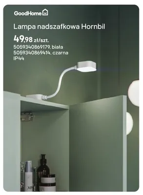 Lampa nadszafkowa GoodHome Hornbil czarna promocja w Castorama