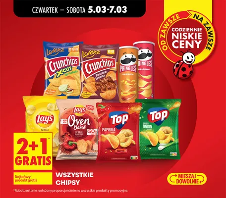 Wszystkie chipsy 2+1 GRATIS promocja w Biedronka