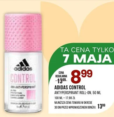 Antyperspirant roll-on Adidas Control promocja w Drogerie Natura