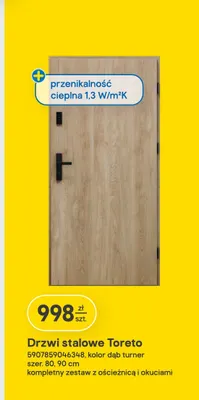 Drzwi stalowe Toreto 90 cm promocja w Castorama