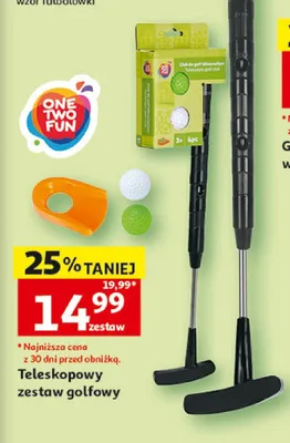 Teleskopowy zestaw golfowy ONE TWO FUN promocja w Auchan