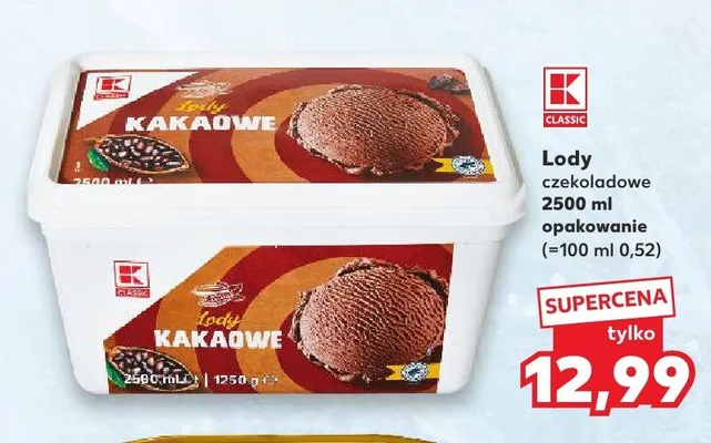 Lody czekoladowe K-Classic Kakaowe promocja w Kaufland