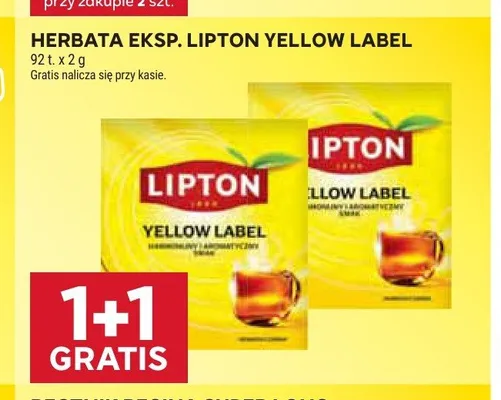 Herbata eksp. LIPTON YELLOW LABEL promocja w Stokrotka