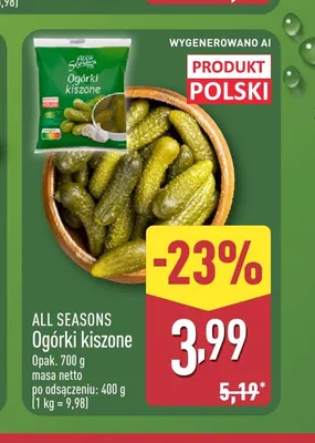Ogórki kiszone All Seasons polskie promocja w Aldi