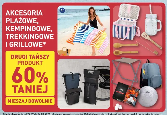 Akcesoria plażowe kempingowe trekkingowe i grillowe promocja w Aldi