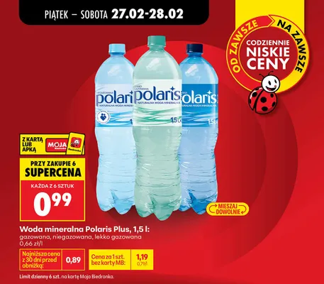 Woda mineralna niegazowana 1,5 l promocja w Biedronka