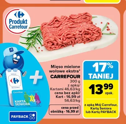 Mięso mielone wołowe ekstra Carrefour promocja w Carrefour