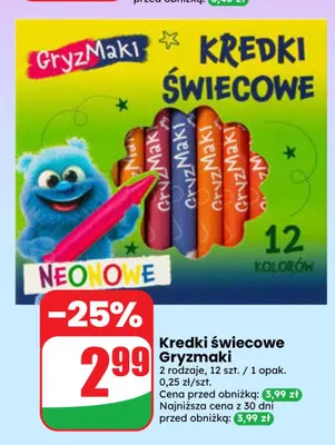 Kredki świecowe neonowe Gryzmaki promocja w Dino