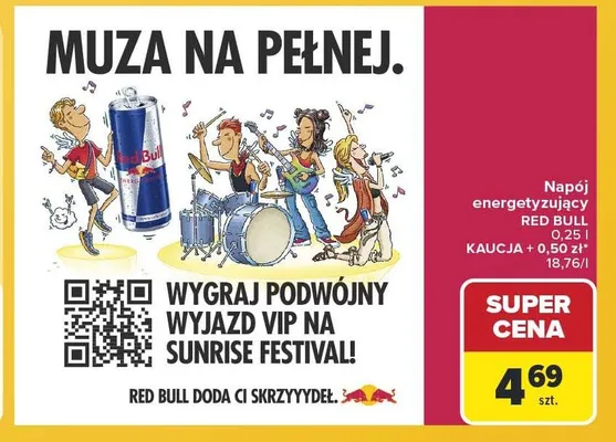 Napój energetyzujący Red Bull promocja w Carrefour