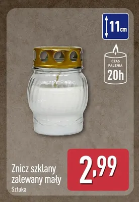 Znicz szklany zalewany mały promocja w Aldi