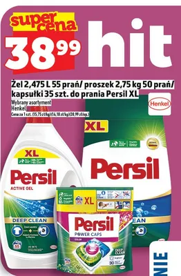 Żel 2,475 L 55 prań / proszek 2,75 kg 50 prań / kapsułki 35 szt. do prania Persil XL promocja w TOPAZ