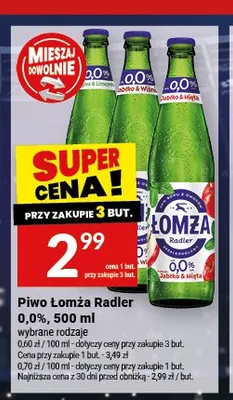 Piwo bezalkoholowe Łomża Radler promocja w Twój Market