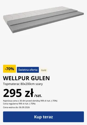 Topmaterac Wellpur Gulen promocja w Jysk