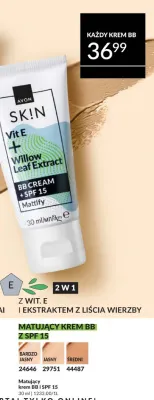 Matujący krem BB Avon Skin Vit E + Willow Leaf Extract Mattify SPF 15 promocja w AVON
