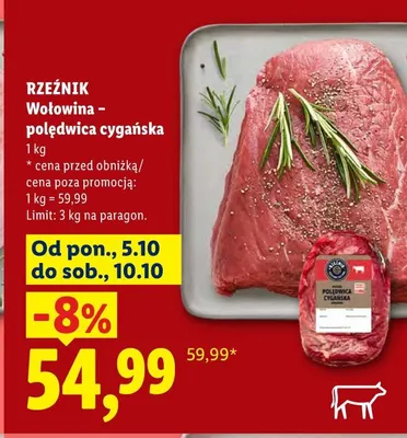 Wołowina - polędwica cygańska Rzeźnik promocja w Lidl