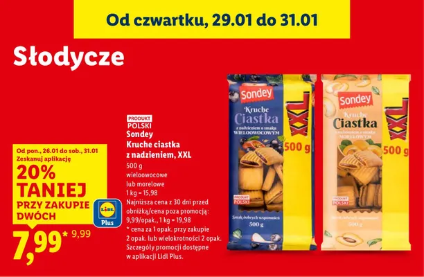 Ciastka Kruche z nadzieniem XXL wieloowocowe promocja w Lidl