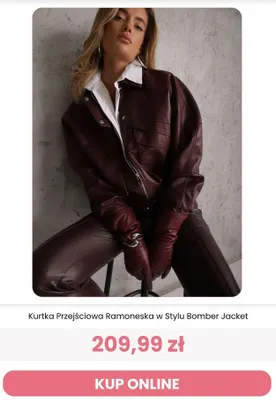 Kurtka przejściowa ramoneska w stylu bomber jacket Reneé promocja w Renee
