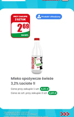 Mleko spożywcze świeże 3,2% Łaciate promocja w Dino