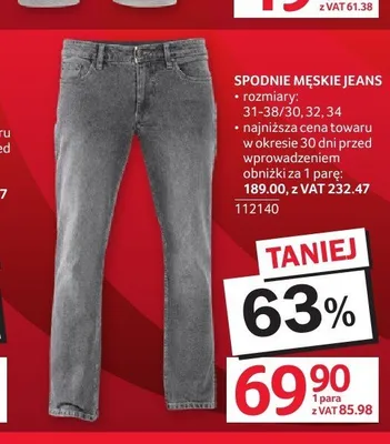 Spodnie męskie jeans promocja w Selgros