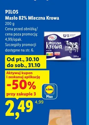 Masło Mleczna Krowa Pilos 82% promocja w Lidl