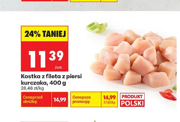 Kostka z fileta z piersi kurczaka promocja w Biedronka