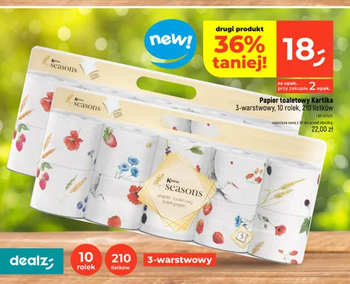 Papier toaletowy Kartika Seasons 3-warstwowy 10-pak promocja w Dealz
