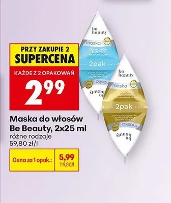 Maska do włosów Be Beauty do włosów zniszczonych 2-pak promocja w Biedronka