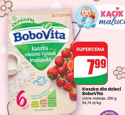 Kaszka mleczno-ryżowa truskawka promocja w Dino