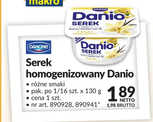 Serek homogenizowany Danio promocja w Makro