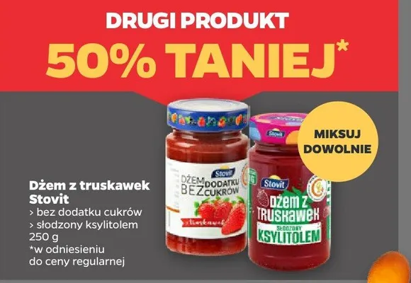 Dżem z truskawek bez dodatku cukrów słodzony ksylitolem promocja w Netto