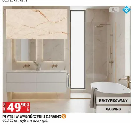 Płytki w wykończeniu Carving 60x120 cm promocja w Merkury Market