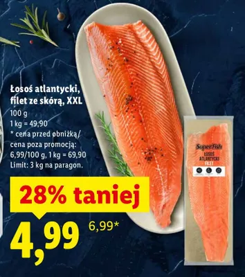 Łosoś atlantycki, filet ze skórą promocja w Lidl