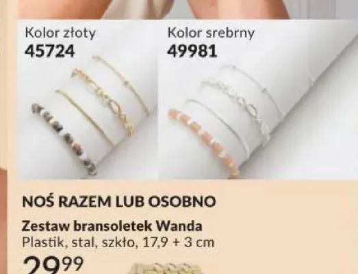 Zestaw bransoletek Wanda srebrny promocja w AVON
