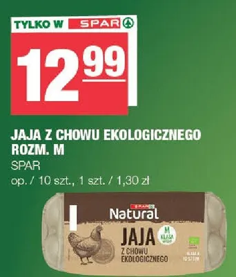 Jaja z chowu ekologicznego rozm. M SPAR promocja w SPAR