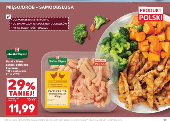 Paski z fileta z piersi polskiego kurczaka Stoisko Mięsne promocja w Kaufland