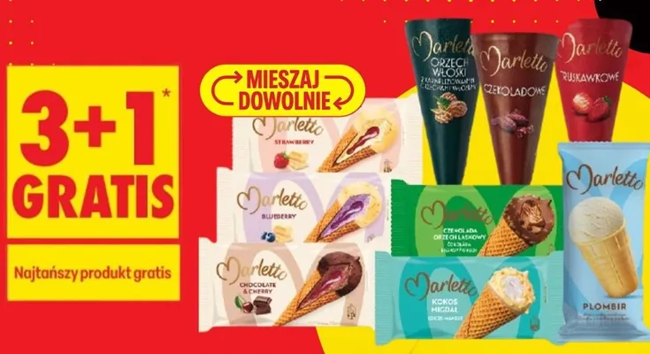 Lody rożek Marletto Truskawkowe promocja w Biedronka