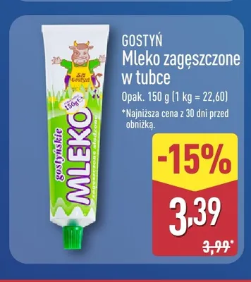 Mleko zagęszczone w tubce Gostyń promocja w Aldi