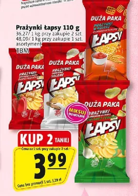 Prażynki w kratkę o smaku ketchupu Łapsy Tbm promocja w Prim Market