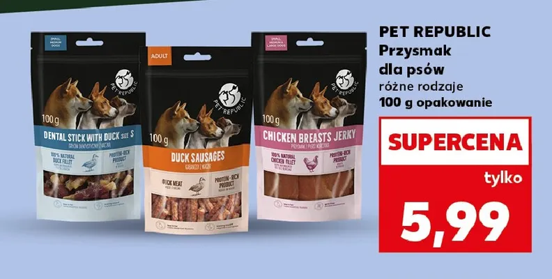 Przysmak dla psów Chicken Breasts Jerky Pet Republic promocja w Kaufland